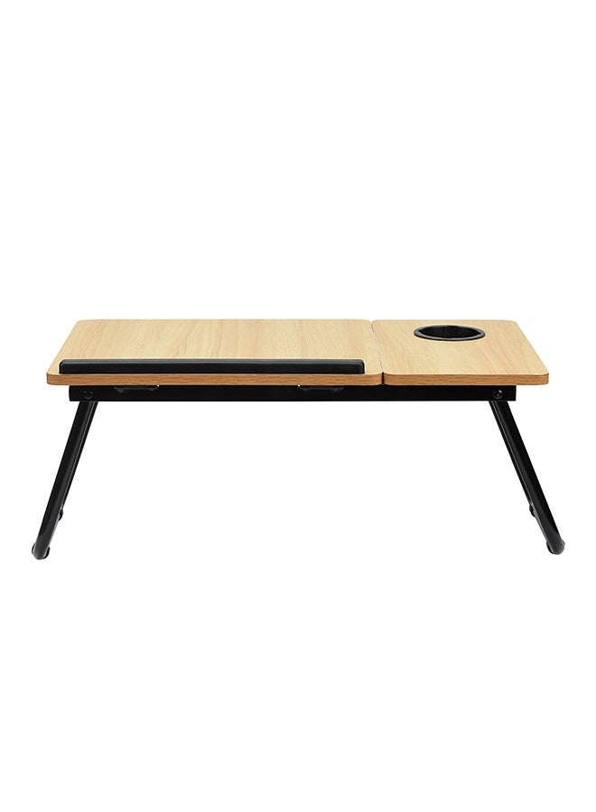 LAWAZIM Folding Table With Adjustable Top - Wood Color - Laptop Bed Tray Desk with Adjustable Tilt Panel, Cup Holder, and Foldable Legs - for Bed, Sofa, Floor, Reading, Writing, Eating, and Studying - Image 3