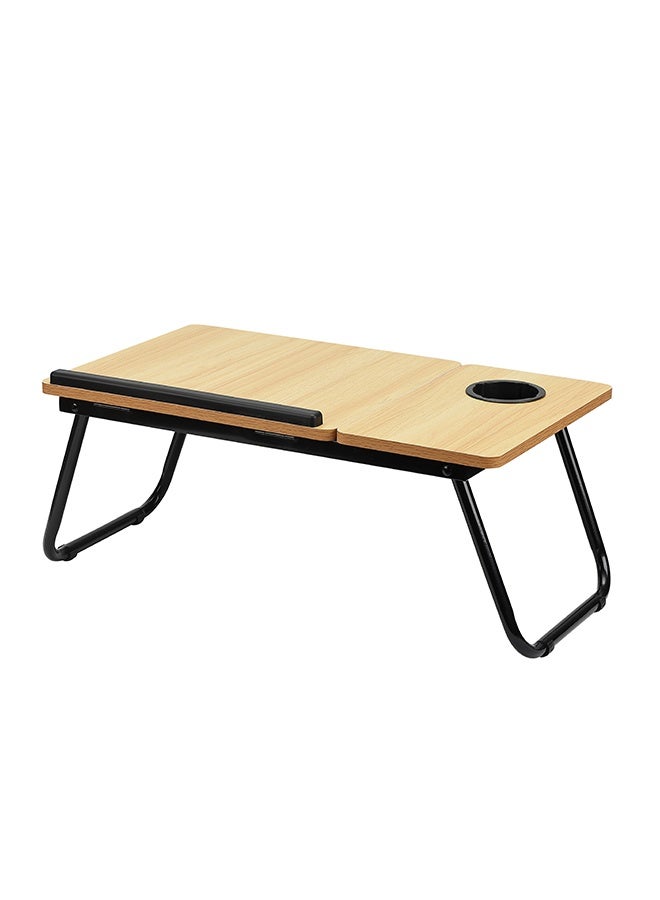 LAWAZIM Folding Table With Adjustable Top - Wood Color - Laptop Bed Tray Desk with Adjustable Tilt Panel, Cup Holder, and Foldable Legs - for Bed, Sofa, Floor, Reading, Writing, Eating, and Studying - Image 4