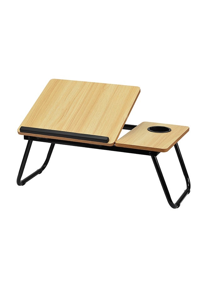 LAWAZIM Folding Table With Adjustable Top - Wood Color - Laptop Bed Tray Desk with Adjustable Tilt Panel, Cup Holder, and Foldable Legs - for Bed, Sofa, Floor, Reading, Writing, Eating, and Studying - Image 5