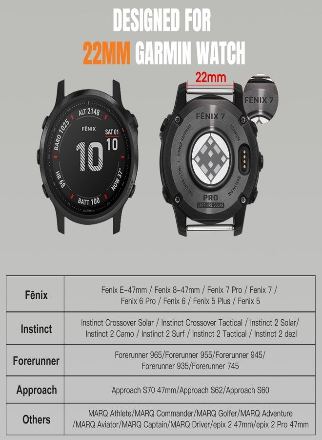 Bandletic حزام Bandletic المتين المصنوع من النايلون متوافق مع ساعة Garmin Easy Fit مقاس 22 مم، حزام ناعم مزود بإبزيم مغناطيسي على شكل حرف V متوافق مع ساعات Fenix E/8/7 6 Pro/5 Plus/Instinct 2 3/Forerunner 965/Approach S70 47mm/Quatix 7 - Image 2