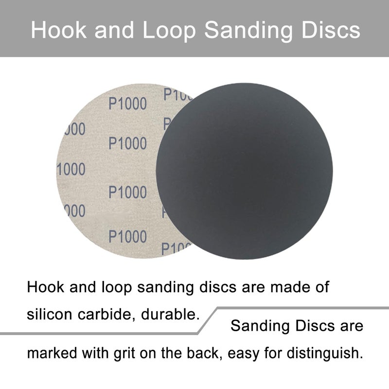 Rvetol 6 Inch 50 Pcs Wet Dry Sanding Discs Hook and Loop, 1000 1500 2000 3000 5000 Assorted Grit Waterproof Sandpaper Silicon Carbide for Random Orbital Sander, Automotive Wood Metal Polishing & Sanding - Image 3