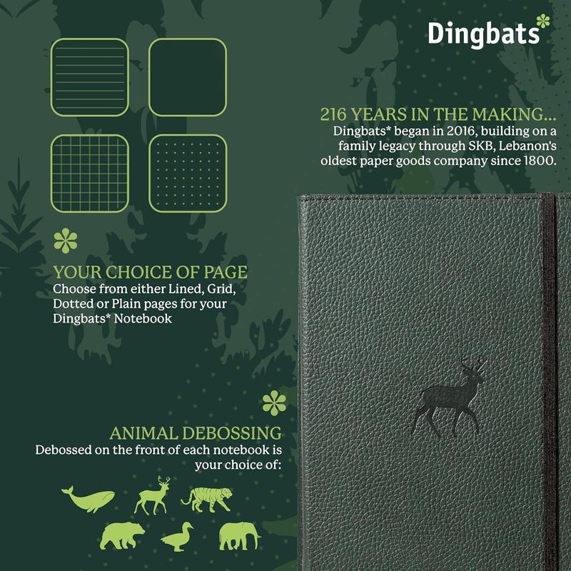 Dingbats* Notebooks دفتر ملاحظات Dingbats* للحياة البرية، نمط غزال أخضر - Image 3