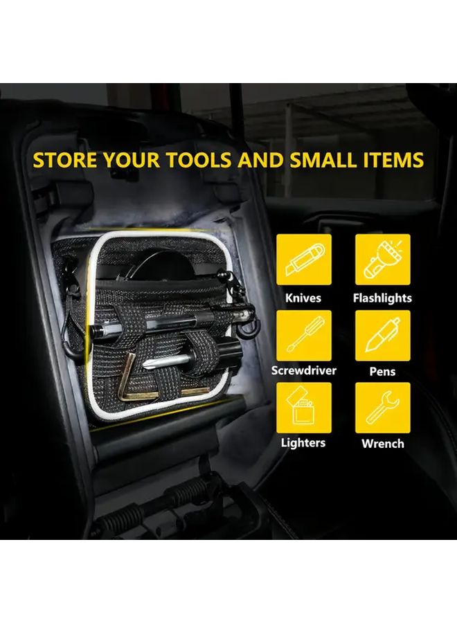 Black Center Console Organizer With Molle Panel Zippered Compartments For Easy Organization - Image 3
