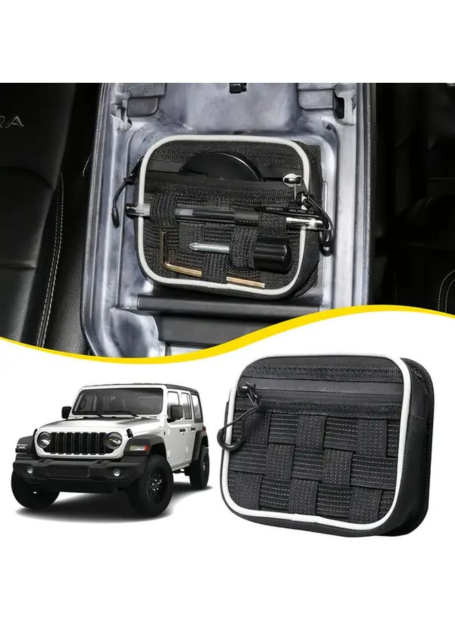 Black Center Console Organizer With Molle Panel Zippered Compartments For Easy Organization - Image 1