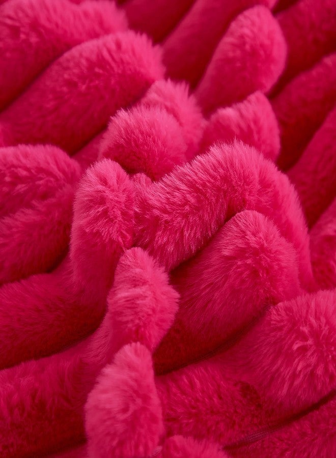 JAUXIO Faux Fur Fluffy Body Pillow Cover Luxury Striped Plush Decorative Body Pillowcase, Ultra Soft and Cozy Zipper Closure 21 x 54 Inches, Hot Pink - Image 5