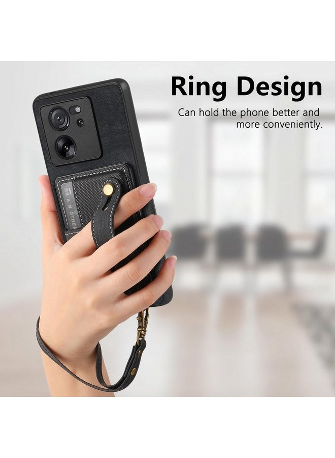 HuHa Case Cover For Xiaomi 13T / 13T Pro Retro Cross Wristband Wallet Leather Back Phone Case(Black) - Image 3