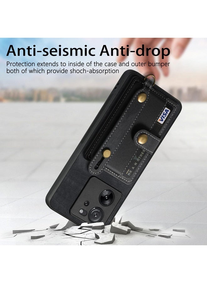 HuHa Case Cover For Xiaomi 13T / 13T Pro Retro Cross Wristband Wallet Leather Back Phone Case(Black) - Image 2