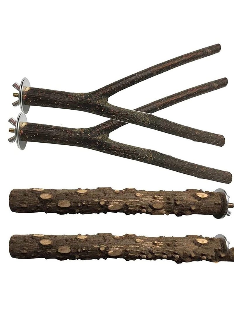 5 pcs Natural Wood Bird Perch Stand