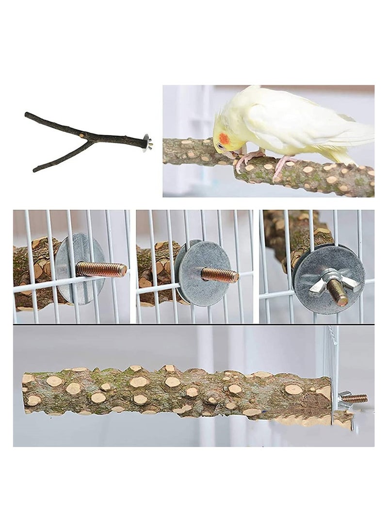 5 pcs Natural Wood Bird Perch Stand
