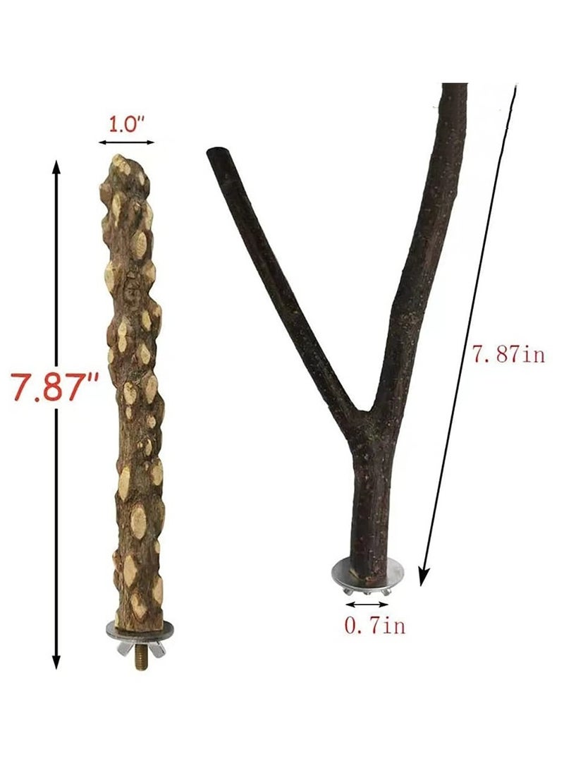 5 pcs Natural Wood Bird Perch Stand