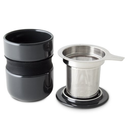 FORLIFE Curve Asian Style Tea Cup with Infuser and Lid 12 ounces, Black Graphite - Image 2