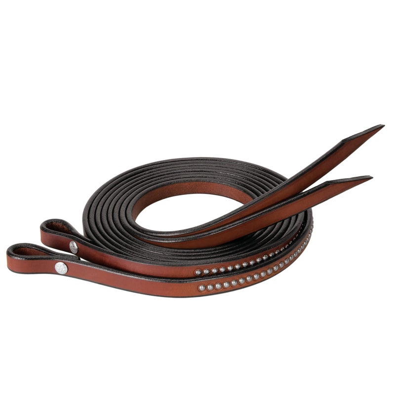 Weaver Leather Bridle Leather Split Rein with Etched Spots 58Inch x 7Feet Rich Brown - Image 2