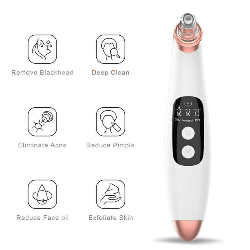 Electric Blackhead Remover Pore Vacuum Suction Face Cleaner Tool with 6 Suckers - Image 4
