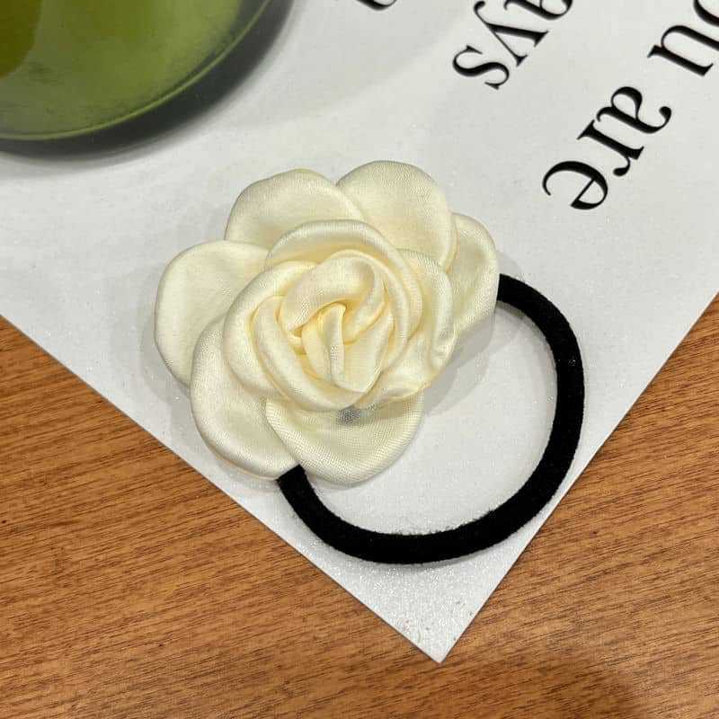Loquat Vintage Camellia Hair Tie White Rose Elastic Band 138 Camellia Hair Rope