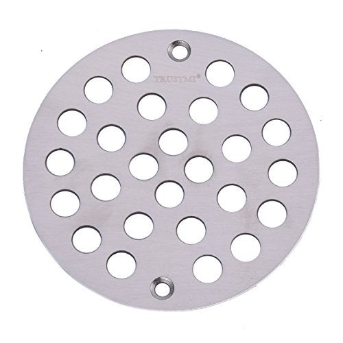 TRUSTMI 4 Inch Screw-in Shower Drain Cover Replacement Floor Strainer, Brushed Stainless - Image 1