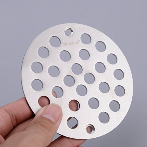TRUSTMI 4 Inch Screw-in Shower Drain Cover Replacement Floor Strainer, Brushed Stainless - Image 4