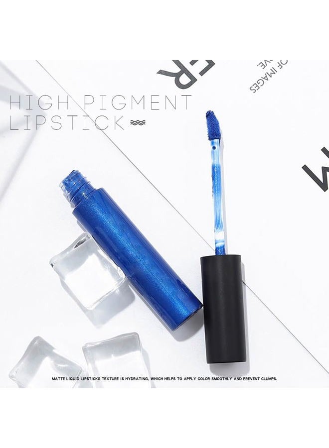 Edanta Kilshye Blue Lipstick Velvet Moisturizing Lipgloss High pigment Lip Glaze Halloween Cosplay Lips Makeup for Women and Girls (A-Blue) - Image 4