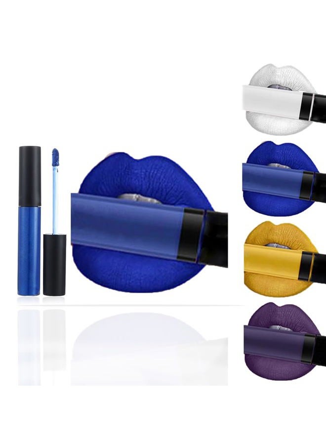 Edanta Kilshye Blue Lipstick Velvet Moisturizing Lipgloss High pigment Lip Glaze Halloween Cosplay Lips Makeup for Women and Girls (A-Blue) - Image 1