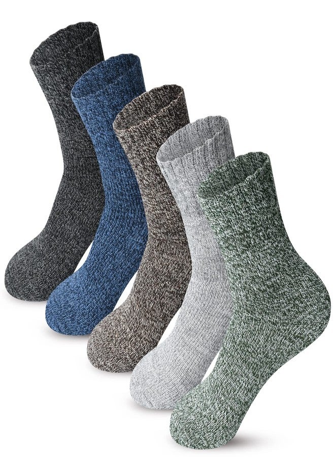 FYC Winter Womens Socks - Wool Warm Thick Knit Cozy Crew Casual Vintage Soft Socks for Women - Christmas Gifts - 5 Pairs, Multicolor-03, 5-9 - Image 1
