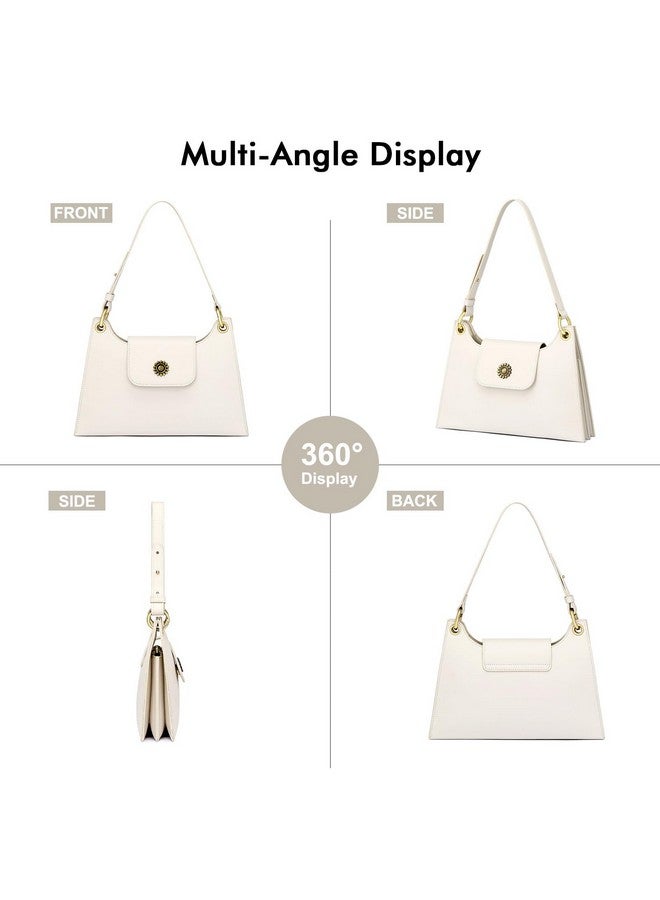 PEACOCKTION Peacocktion White Shoulder Bags for Women, Leather Cross Body Purses, Cute Clutch Handbags with Zipper, Hobo Tote Bags  - Image 1