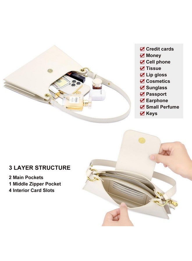 PEACOCKTION Peacocktion White Shoulder Bags for Women, Leather Cross Body Purses, Cute Clutch Handbags with Zipper, Hobo Tote Bags  - Image 2