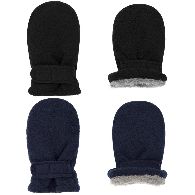 Toddler Baby Boy Girls Winter Warm Mittens Kids EasyOn Sherpa Fleece Lined Snow Infant Gloves 2 Pairs