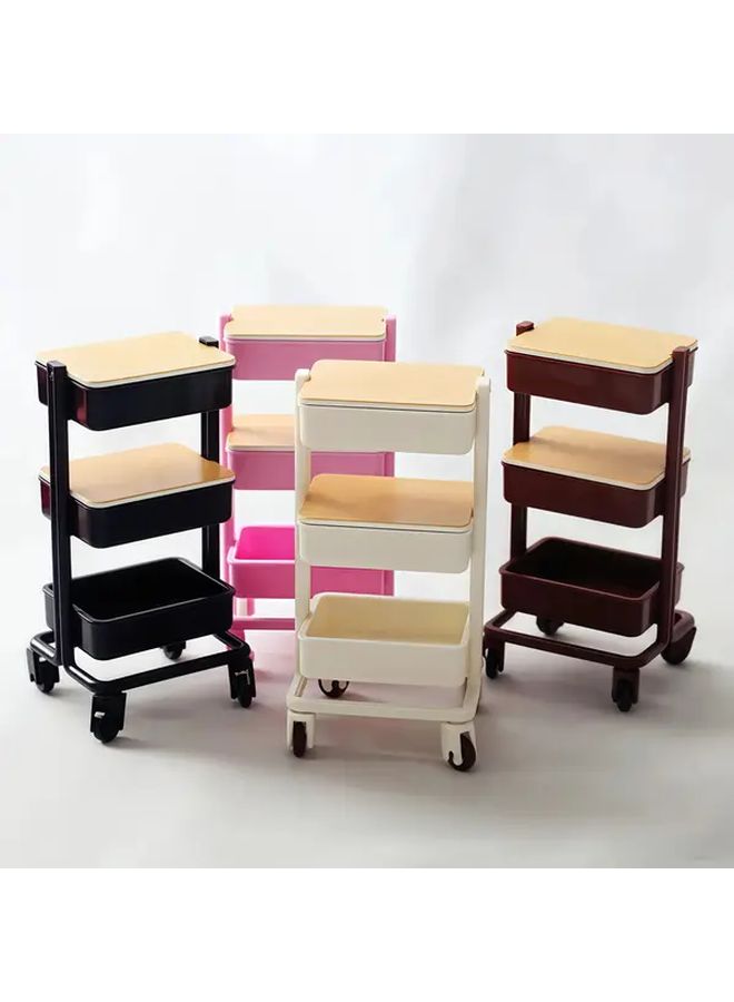 Black 3 Tier Miniature Shopping Cart with Wheels for Dollhouse Kitchen 1 12 Scale - Image 3