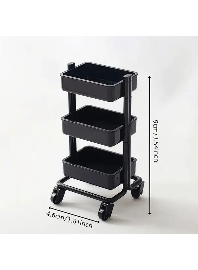 Black 3 Tier Miniature Shopping Cart with Wheels for Dollhouse Kitchen 1 12 Scale - Image 2