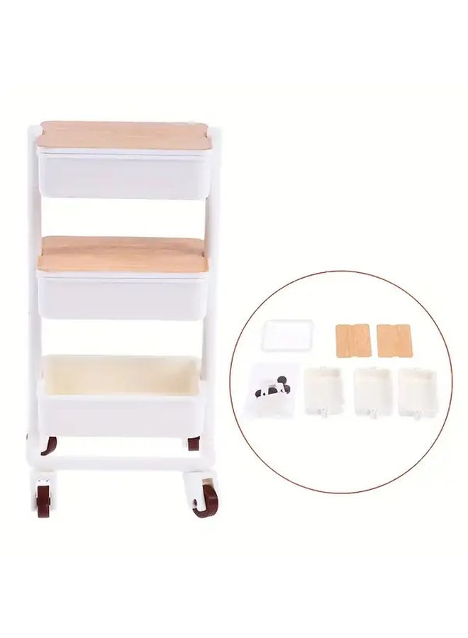 Black 3 Tier Miniature Shopping Cart with Wheels for Dollhouse Kitchen 1 12 Scale - Image 4
