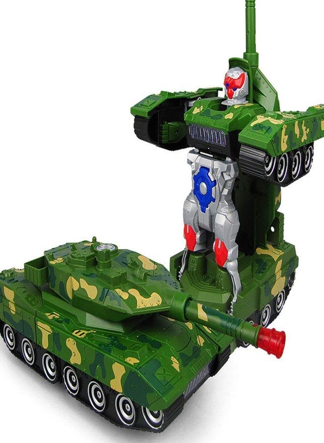 VGRASSP Kids Military Fighter Automatic Deformation Tank to Robot 2 in 1 Toy - 3D Lights and Music (Color and Design Asper Stock) (Tank) - Image 1