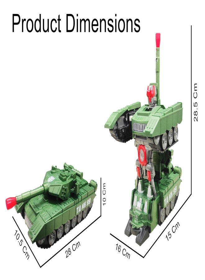 VGRASSP Kids Military Fighter Automatic Deformation Tank to Robot 2 in 1 Toy - 3D Lights and Music (Color and Design Asper Stock) (Tank) - Image 3