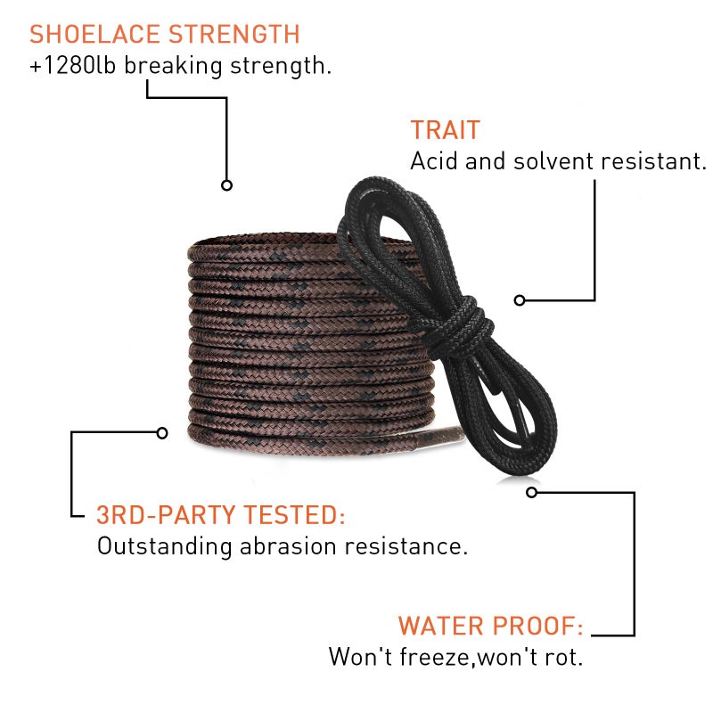 NDTEZUGT Unbreakable Boot Laces, Heavy Duty Work Round Shoelaces Replacement Shoe Strings, Stronger than Steel or Kevlar (Black 63â€/160cm) - Image 4