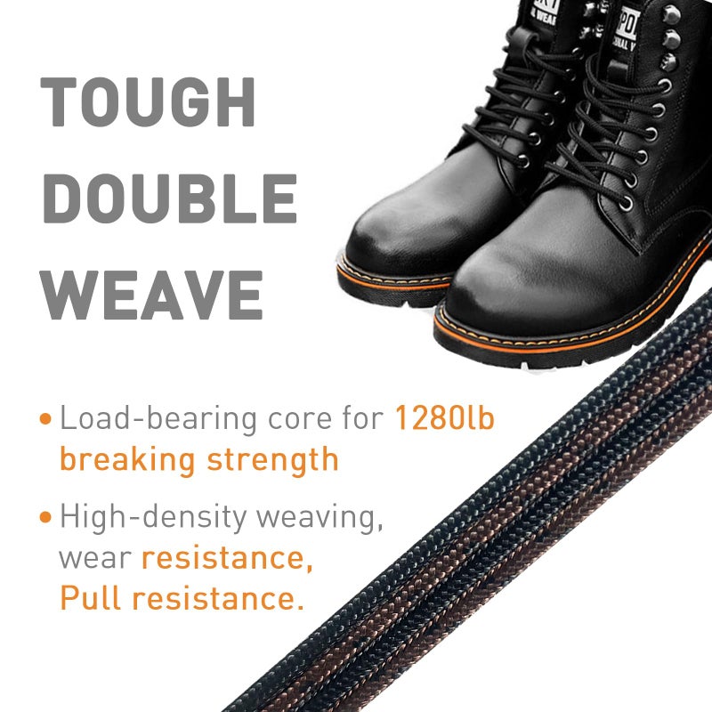 NDTEZUGT Unbreakable Boot Laces, Heavy Duty Work Round Shoelaces Replacement Shoe Strings, Stronger than Steel or Kevlar (Black 63â€/160cm) - Image 5