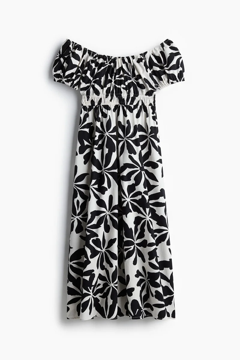 اتش اند ام Off-the-shoulder poplin dress
