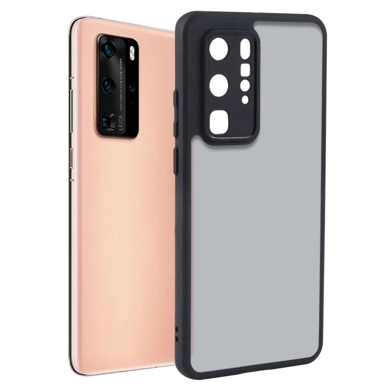 HuHa Case Cover For Huawei P40 Pro Fine Pore Matte Black TPU + PC Phone Case - Image 1