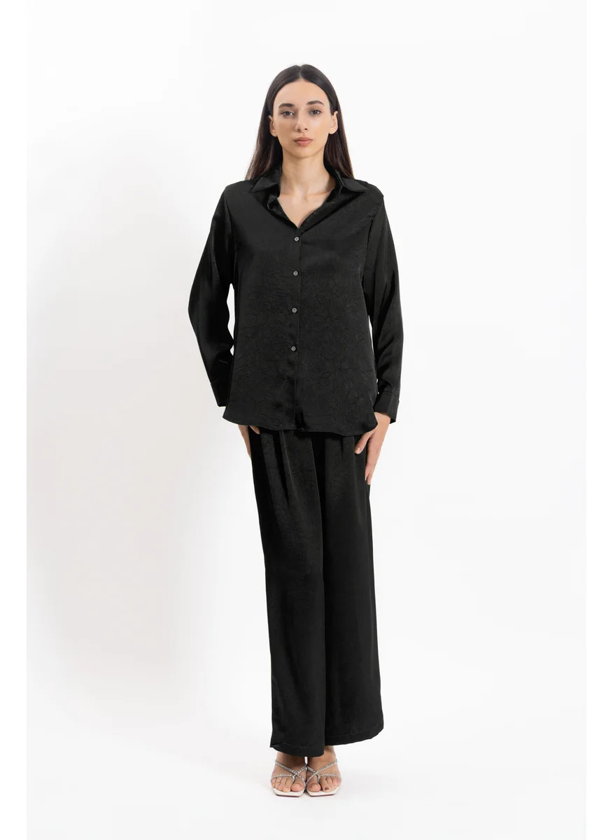 شايبس TEXTURED SATIN SHIRT SET