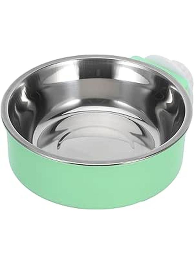 Stainless Steel Hanging Pet Bowl Non Tip Feeder Small Green Easy Clean Indoor Use - Image 1