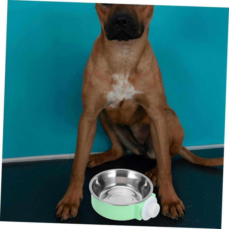Stainless Steel Hanging Pet Bowl Non Tip Feeder Small Green Easy Clean Indoor Use - Image 4