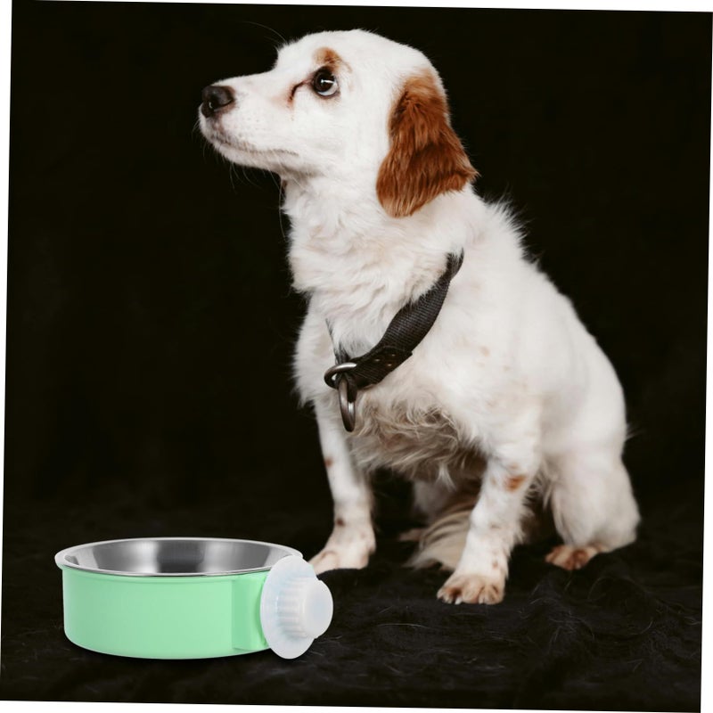 Stainless Steel Hanging Pet Bowl Non Tip Feeder Small Green Easy Clean Indoor Use - Image 5
