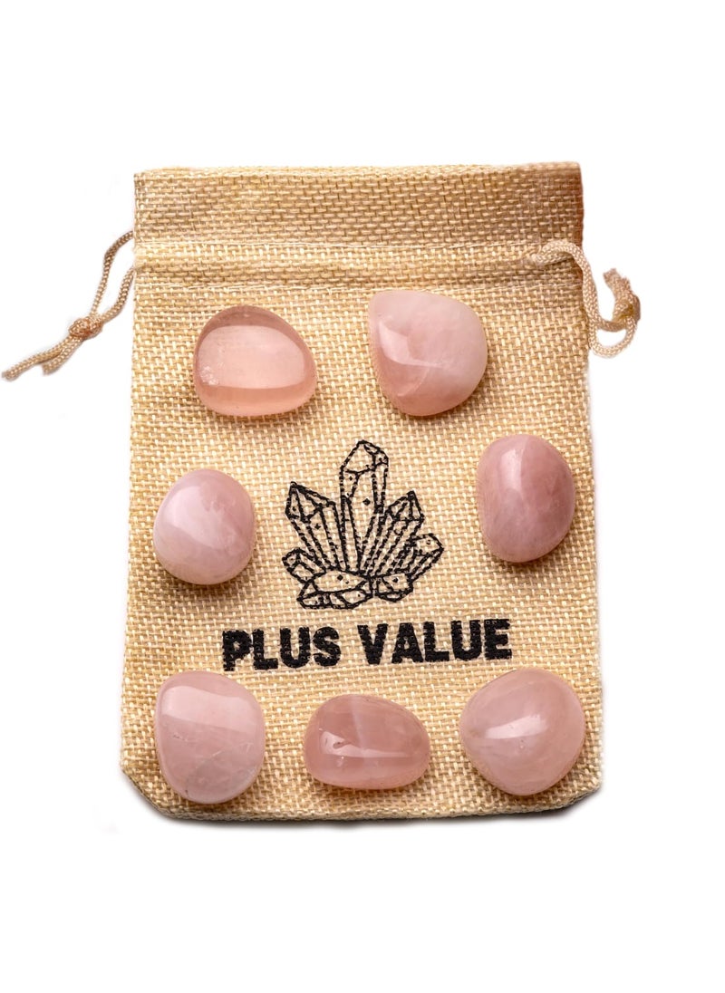 Plus Value Plus Value Rose Quartz Tumbled Stone Pebbles Reiki Healing Aura Chakra 100grams jute bag  - Image 1