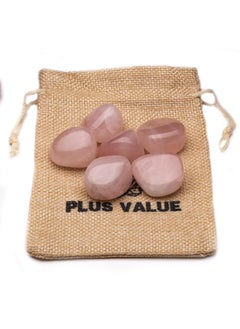 Plus Value Plus Value Rose Quartz Tumbled Stone Pebbles Reiki Healing Aura Chakra 100grams jute bag  - Image 4