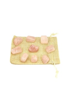 Plus Value Plus Value Rose Quartz Tumbled Stone Pebbles Reiki Healing Aura Chakra 100grams jute bag  - Image 5
