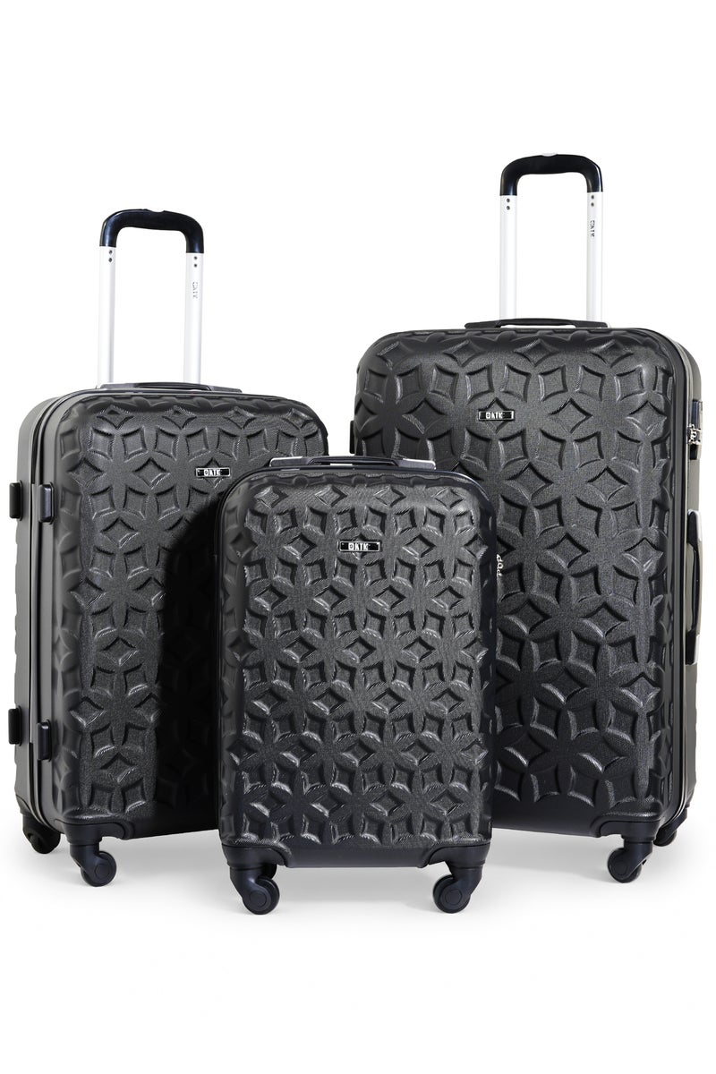 KTMC 3-Piece ABS Luggage Set 20/24/28 inches Carry-On & Checked Suitcases, KTMC-9191 Black - Image 1