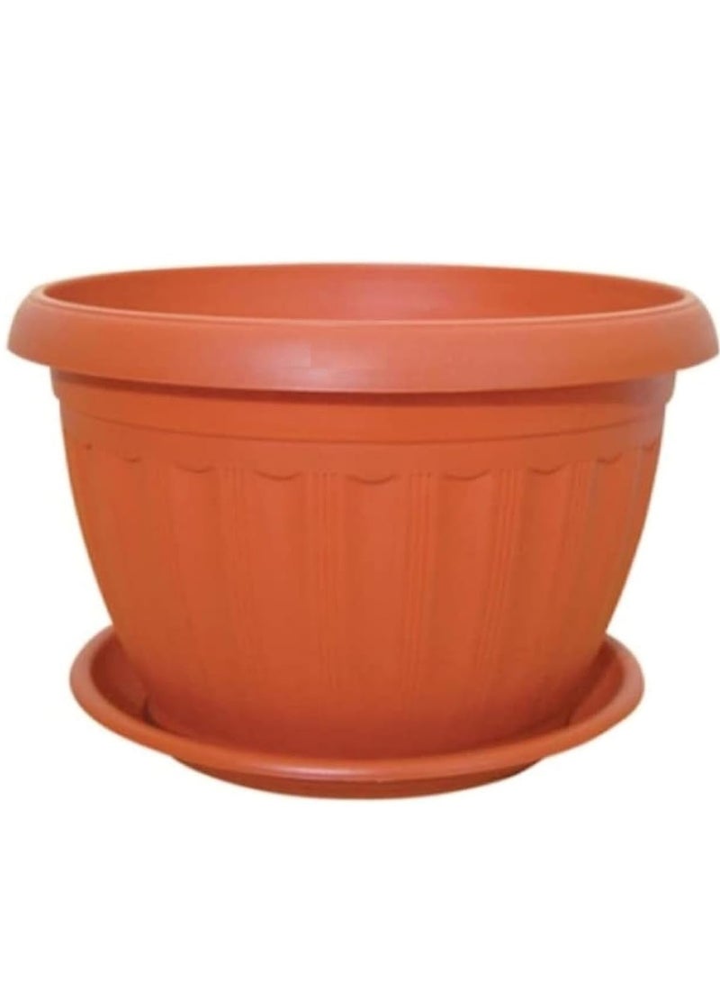 Generic Planter Plastic Round Pot, Brown , 35 cm - Image 1