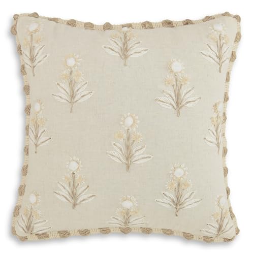 haus & kinder Decorative Embroidered Cushion Cover Set of 1, Cotton Throw Cushion Cover for Sofa, Couch & Living Room, Soft Breathable Square Cushion Case 16x16 Inch Accent Pillow Cover - Image 2