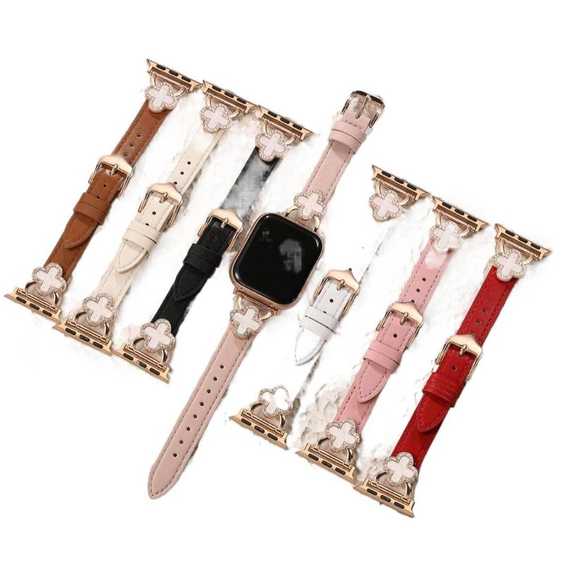 سوار ساعة ذكية سوار جلدي كلاسيكي متوافق باللون أحمر قابل للتعديل مع Apple Watch 38/40/41/42/44/45/49mm بملاءمة قابلة للتعديل وحزام بديل - Image 4