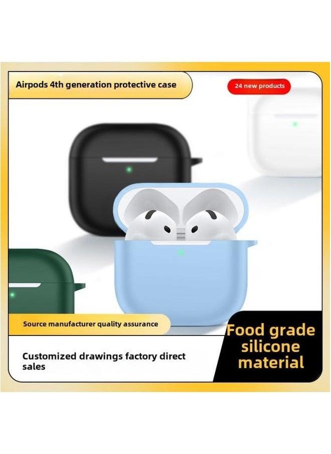 Generic - Suitable For 2024 AirPods 4Th Generation Protective Cover Apple Silicone Headphone Bluetooth Headset Soft Shell-Color:Red [with Buttons] Single Pearlescent Bag Packaging-Model:2024 Airpods 4th - Image 1