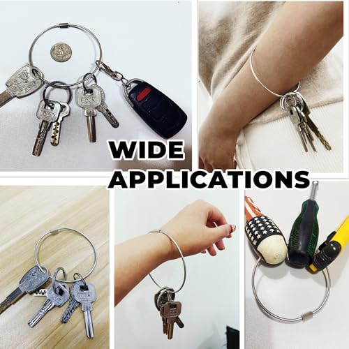 CrocSee 6 Pack Threaded Locking Key Rings (Diameter 3''), Purse Charms Stainless Steel Screw Lock Keychain Bangle, Large Keyring Holder Organizer Heavy Duty - Image 4