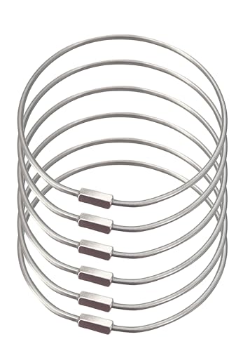 CrocSee 6 Pack Threaded Locking Key Rings (Diameter 3''), Purse Charms Stainless Steel Screw Lock Keychain Bangle, Large Keyring Holder Organizer Heavy Duty - Image 1