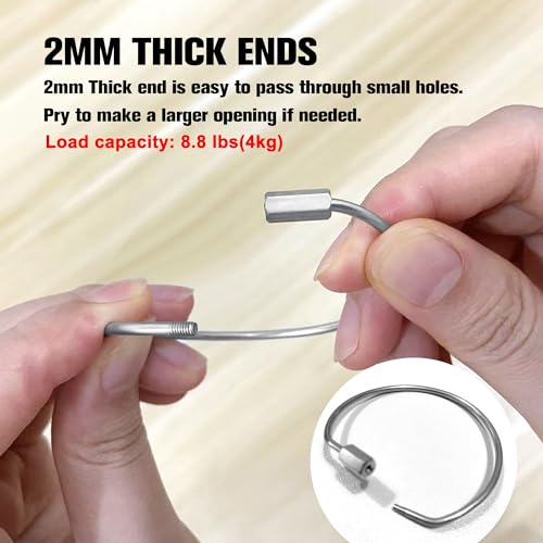 CrocSee 6 Pack Threaded Locking Key Rings (Diameter 3''), Purse Charms Stainless Steel Screw Lock Keychain Bangle, Large Keyring Holder Organizer Heavy Duty - Image 5